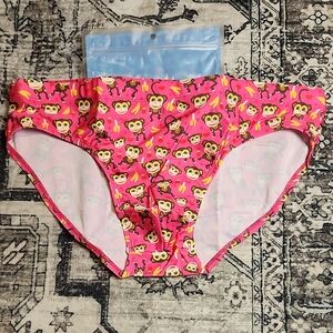 Vibrant Pink Monkey Print Men's Swim Trunks